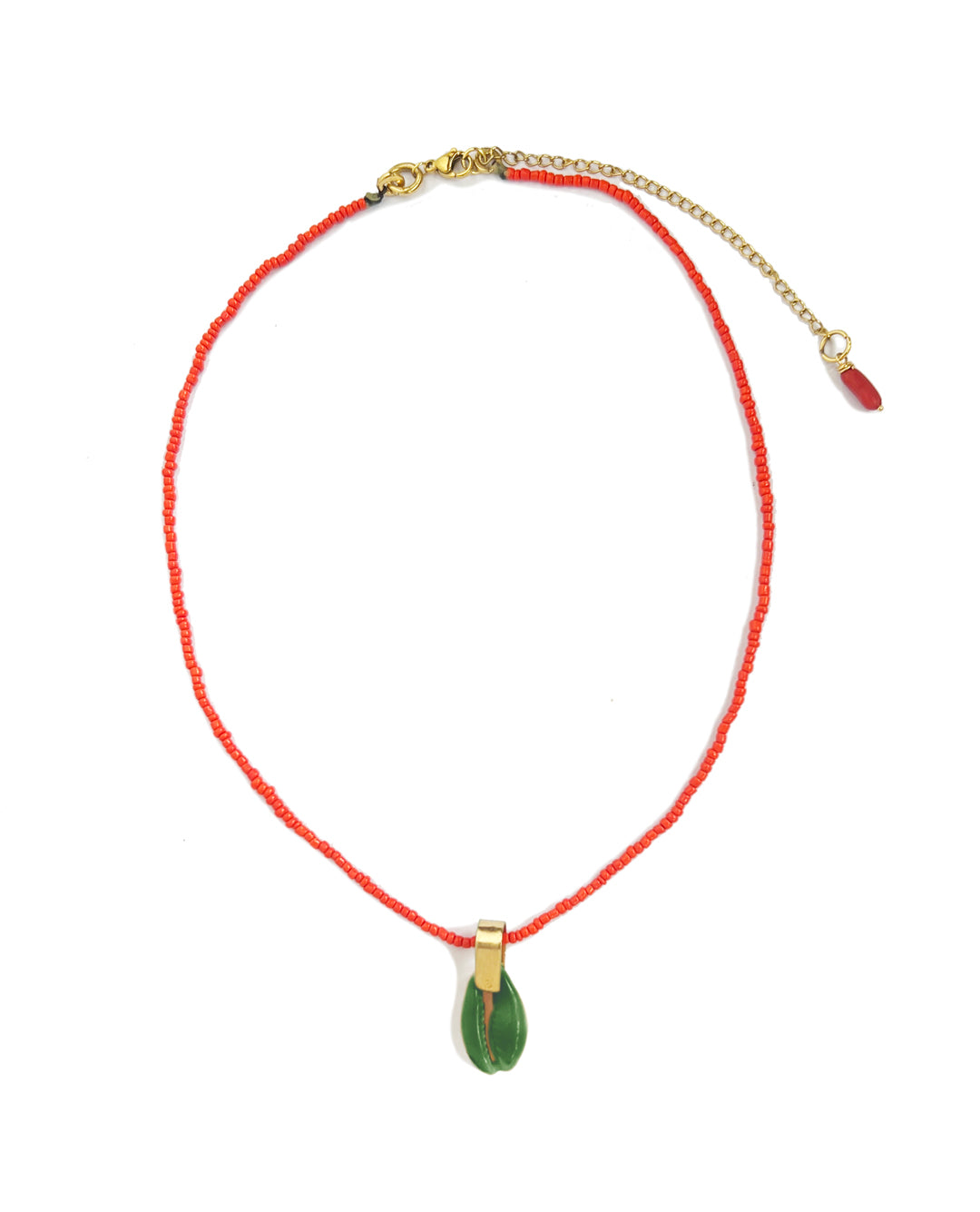 COLLAR CARACOLITO CORAL/OLIVA