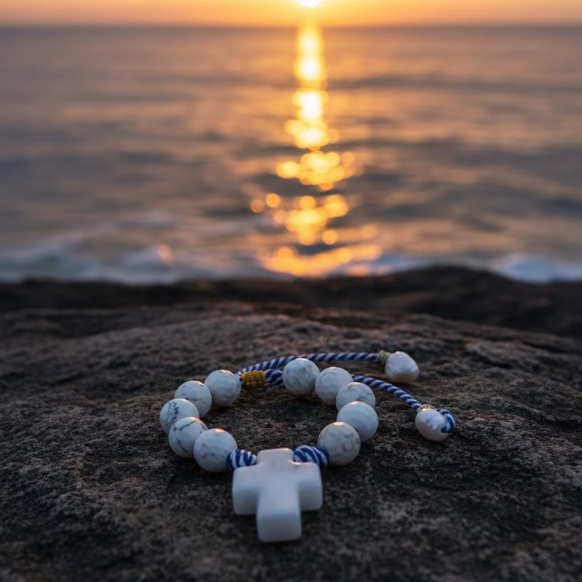 PULSERA DENARIO TURQUESA BLANCA