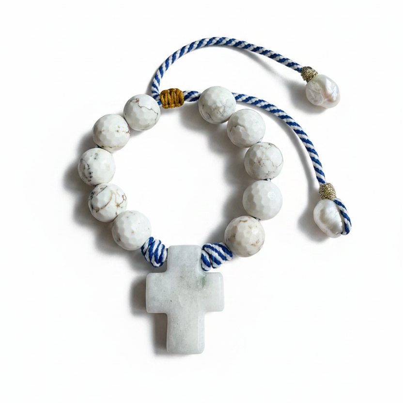 PULSERA DENARIO TURQUESA BLANCA