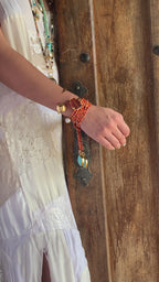 PULSERA DÚO CORNALINA-PERLA