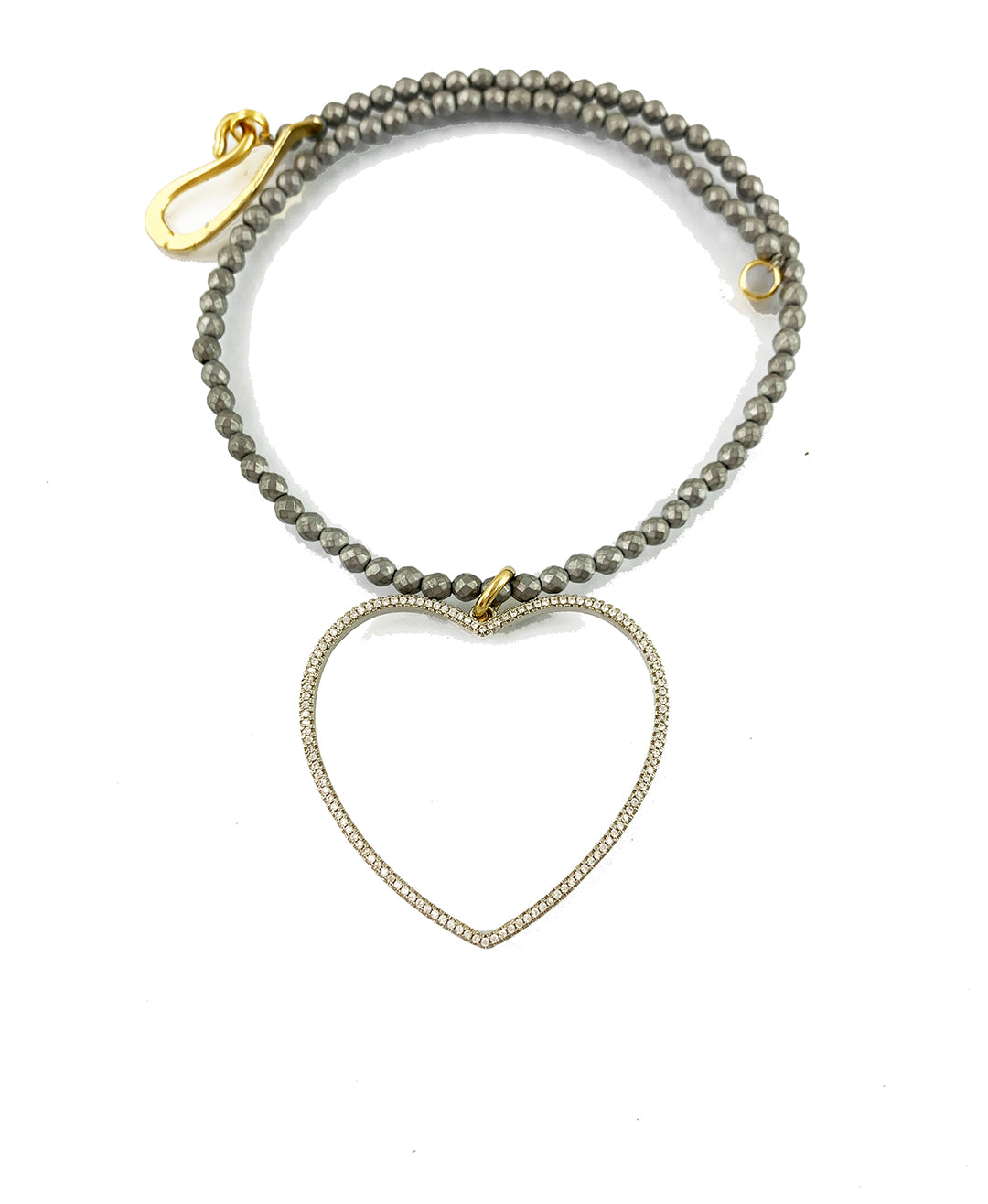 COLLAR CHOKER HEMATITA SILVER CUBIC HEART