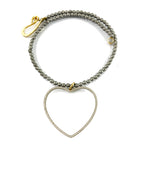 COLLAR CHOKER HEMATITA SILVER CUBIC HEART