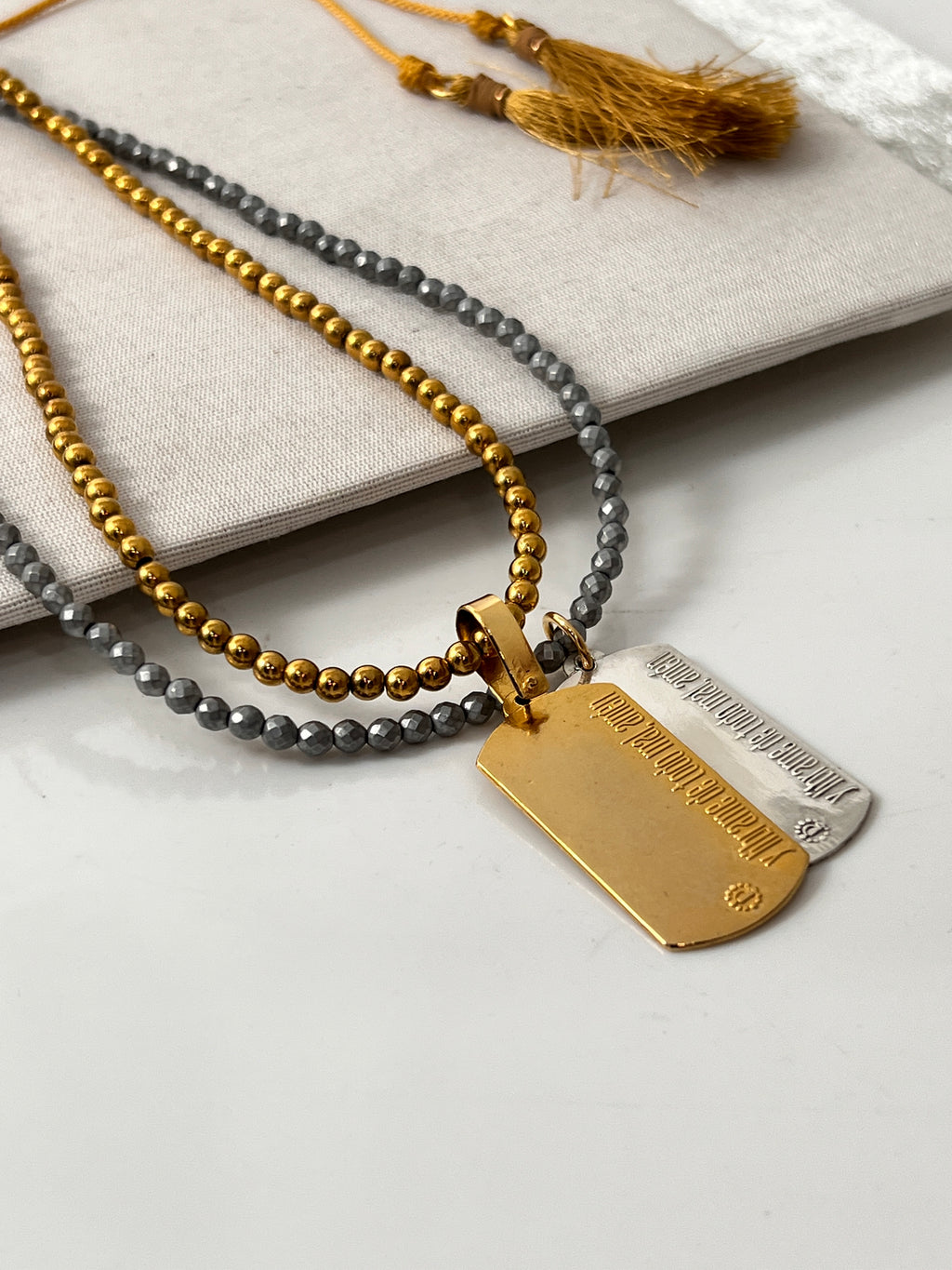 COLLAR CHOKER HEMATITA PADRE NUESTRO